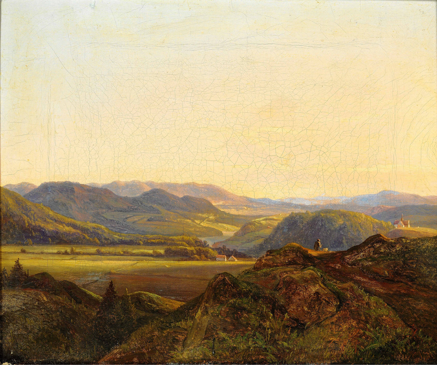 Landscape Oil Painting - Mountain Valley & Golden Hour Light