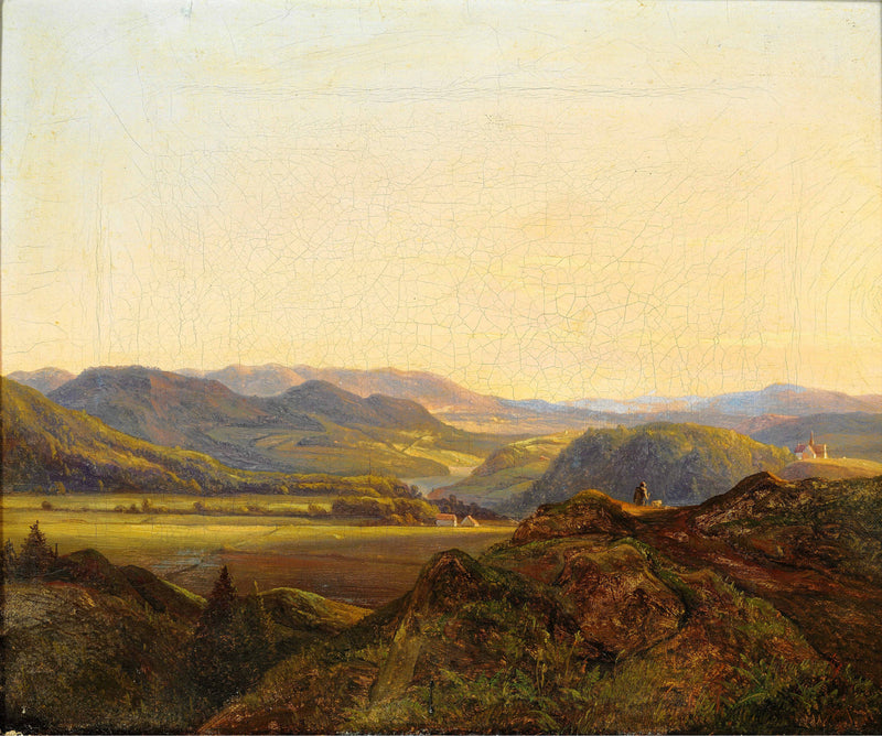 Landscape Oil Painting - Mountain Valley & Golden Hour Light