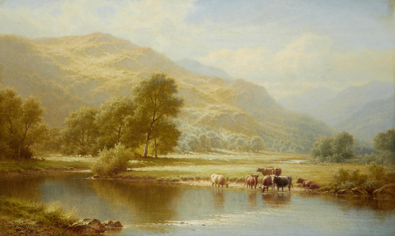 Cattle by a Quiet River | Hand-Painted Pastoral Landscape Oil Painting