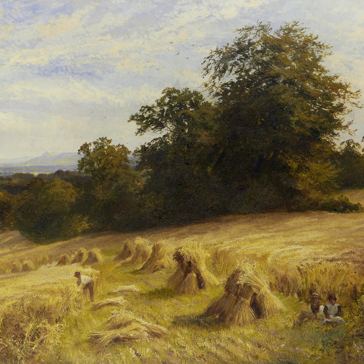 Harvest Field with Haystacks | Hand-Painted Landscape Oil Art