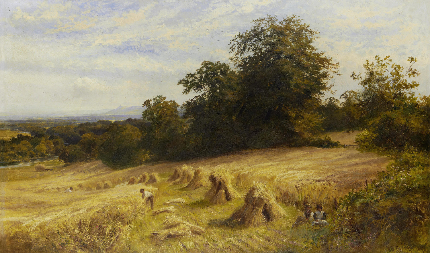Harvest Field with Haystacks | Hand-Painted Landscape Oil Art