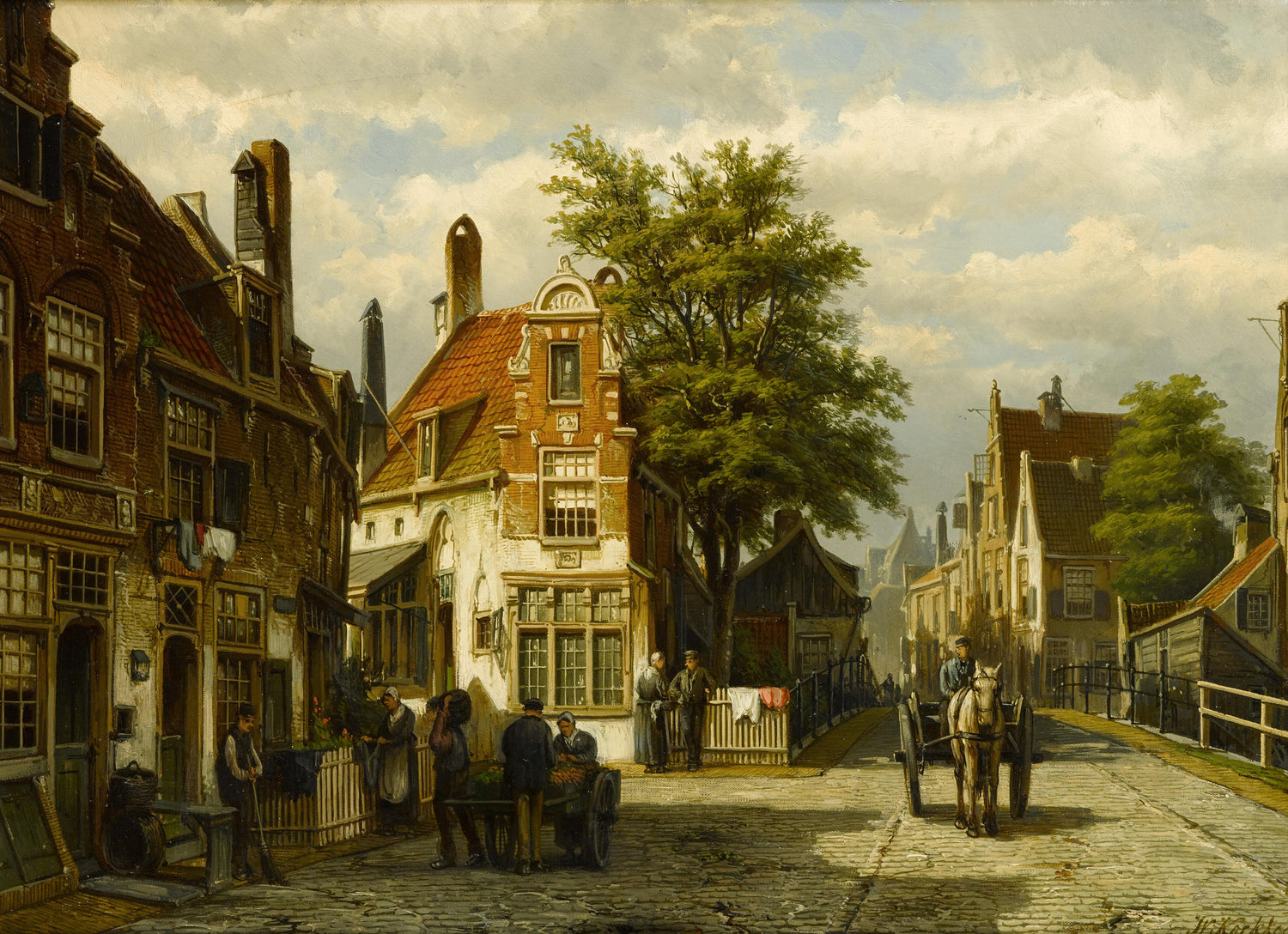 European Canal Street Scene | Hand-Painted Cityscape Oil Painting