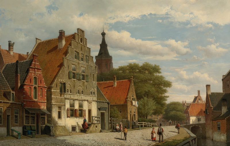 Historic European Town Street | Hand-Painted Cityscape Oil Art