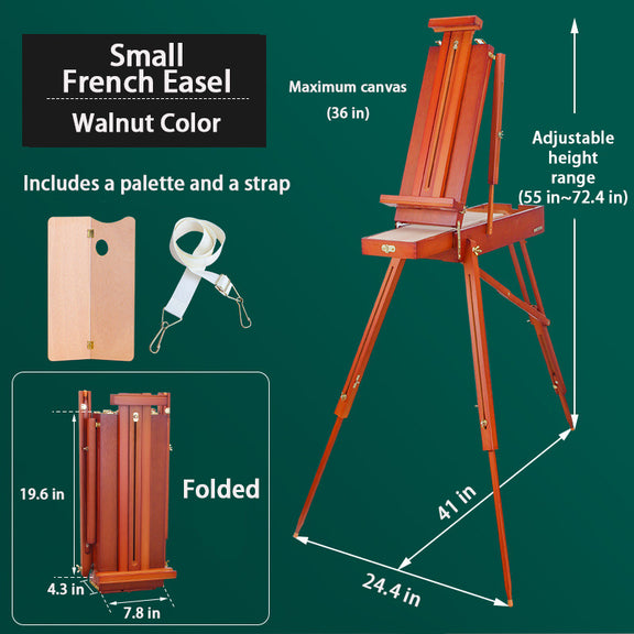 French Easel,Plein Air Easel,Adjustable Beechwood Easel for Painting,Portable Painting Easel with Palette - Oil Painting Haven Oil Painting Haven