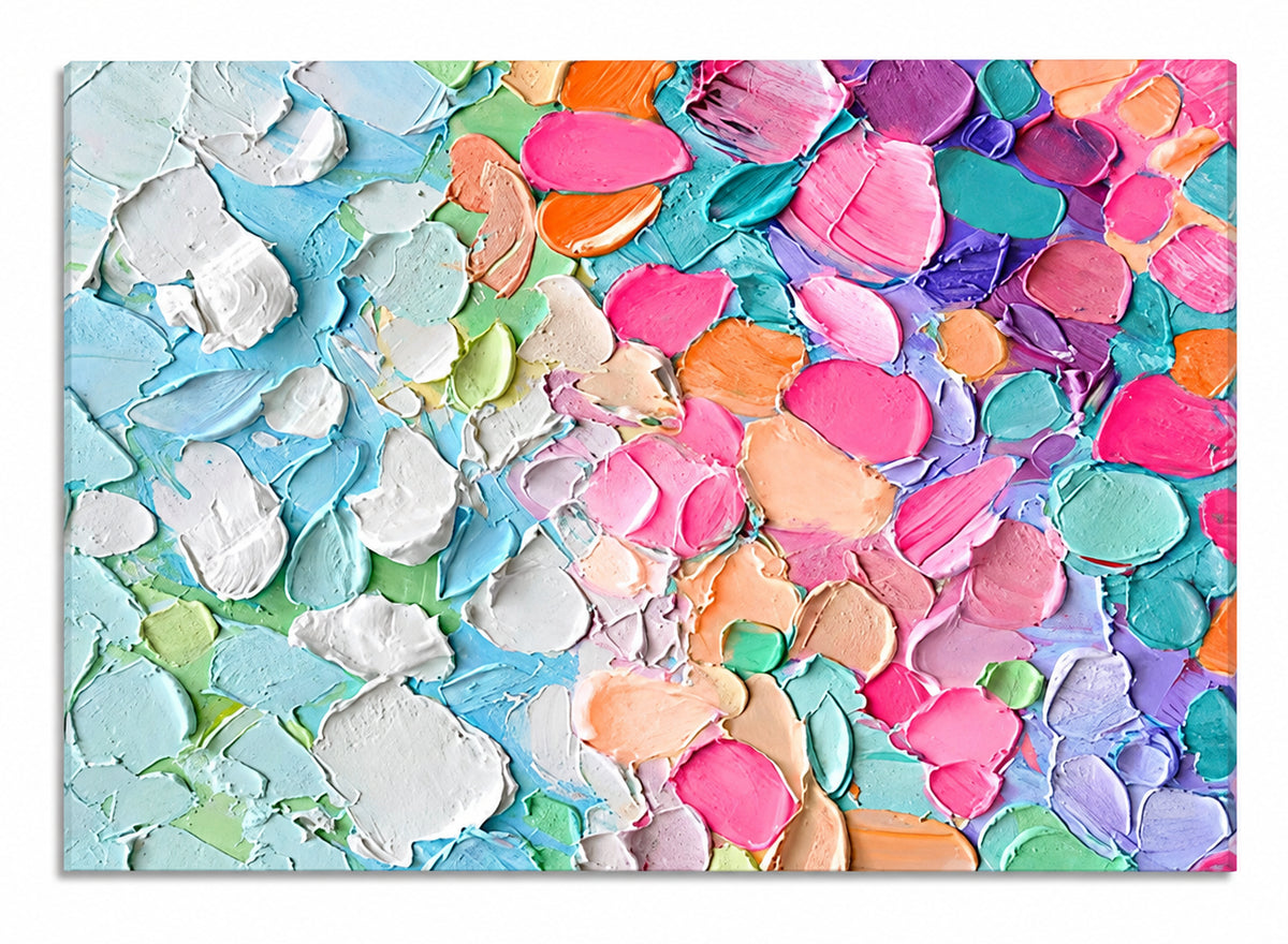 Abstract Oil Painting - Colorful Pastel Impasto Texture on Canvas