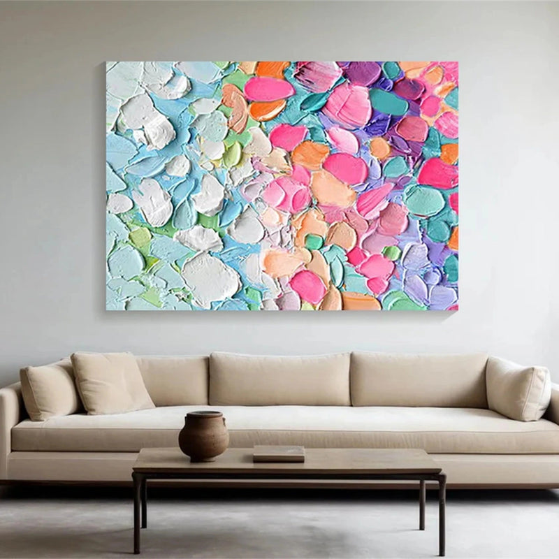Abstract Oil Painting - Colorful Pastel Impasto Texture on Canvas