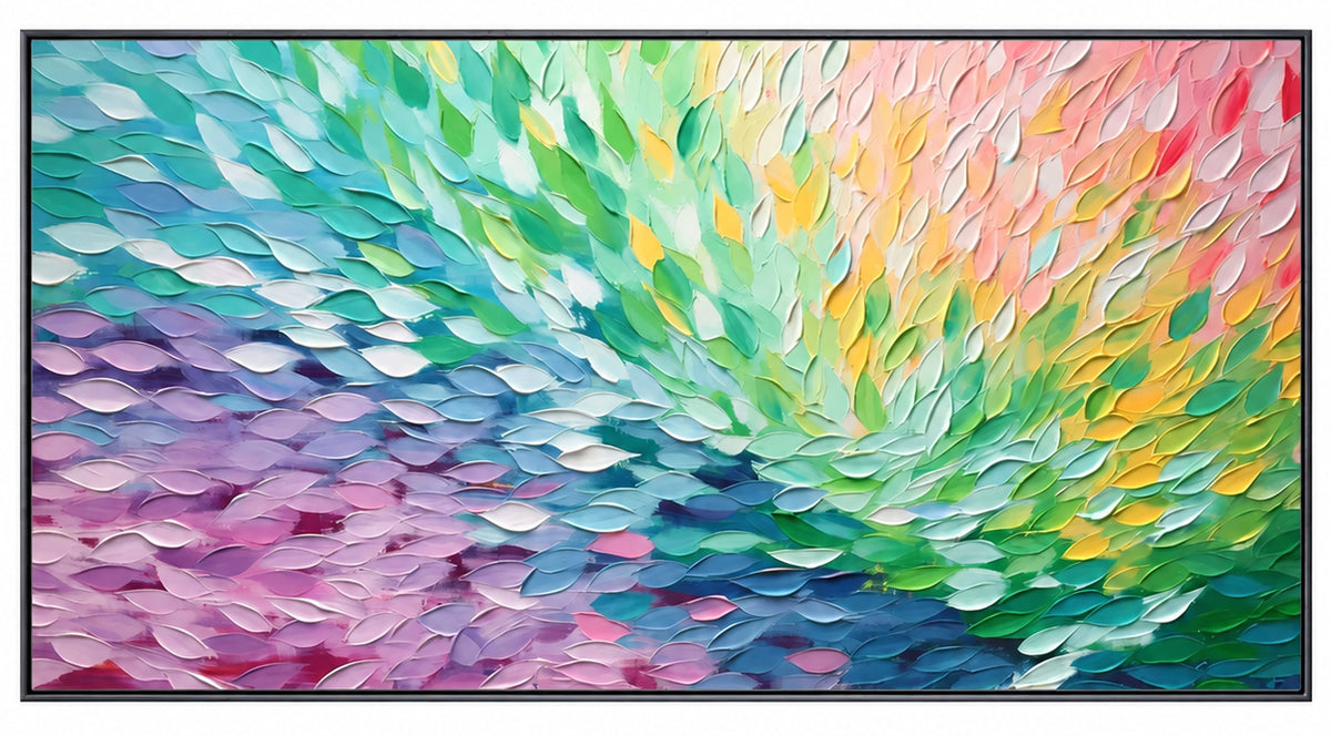 Peinture à l'huile abstraite de paysage - Chemin forestier au clair de lune