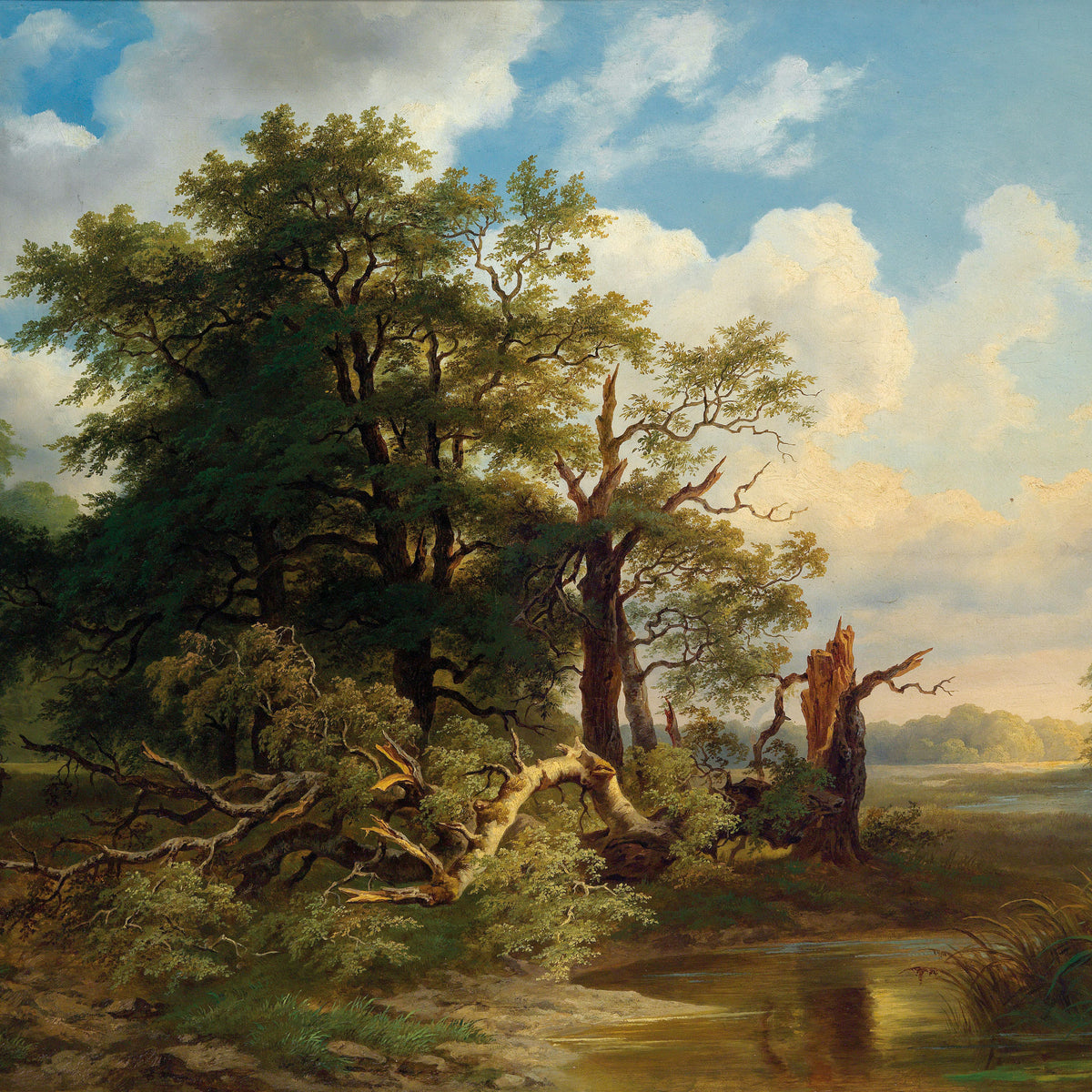 Woodland River Landscape | Hand-Painted Classical Oil Painting
