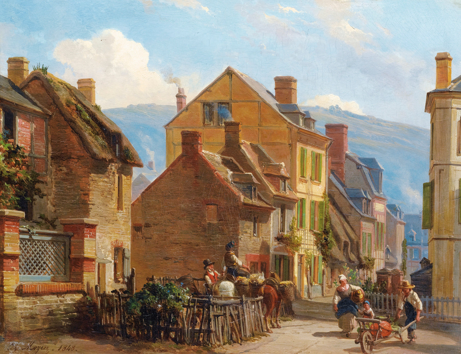 European Village Street Scene | Hand-Painted Landscape Oil Painting