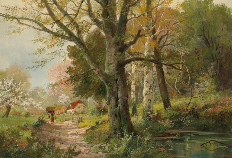 Autumn Woodland Path to a Country Cottage | Hand-Painted Oil Art