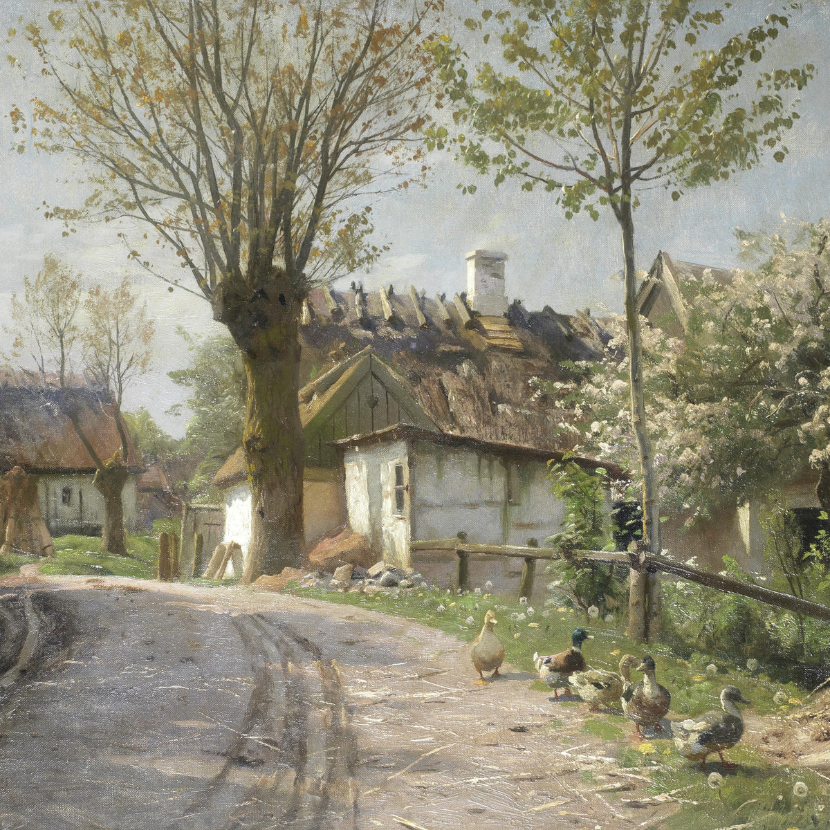 Spring Floral Landscape Oil Painting | Hand-Painted Country Path Scene