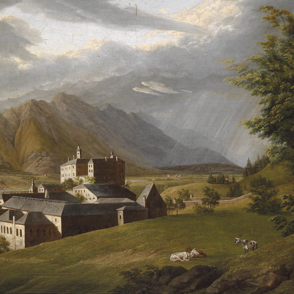 Mountain Abbey Landscape | Hand-Painted Landscape Oil Painting