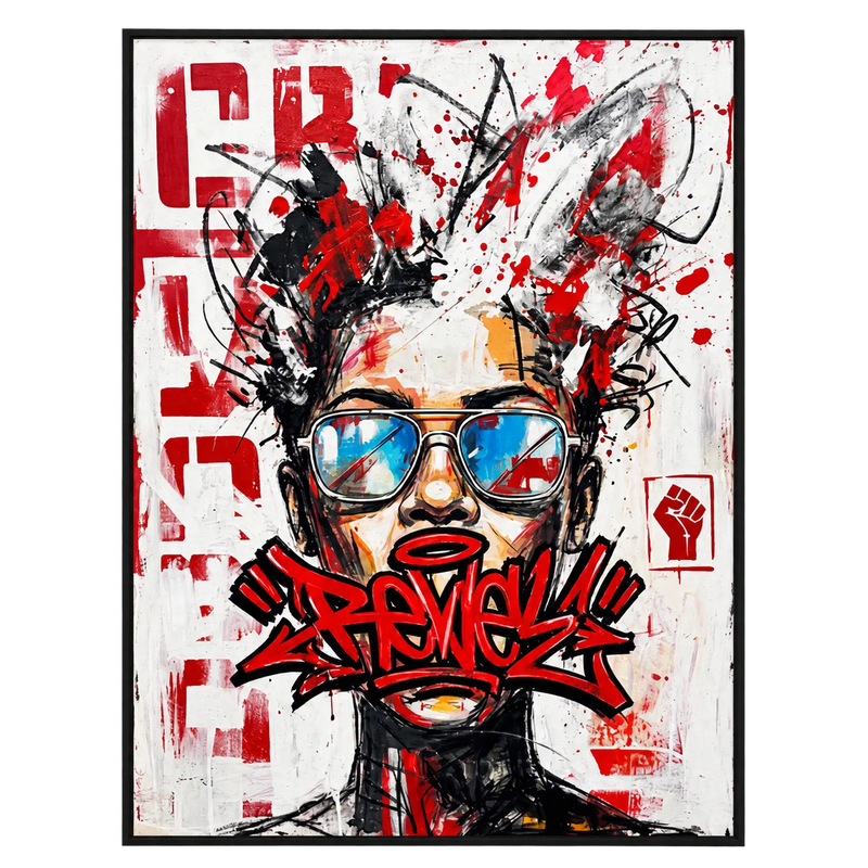 Abstract Oil Painting - Rebel Graffiti Portrait Pop Art Wall Art