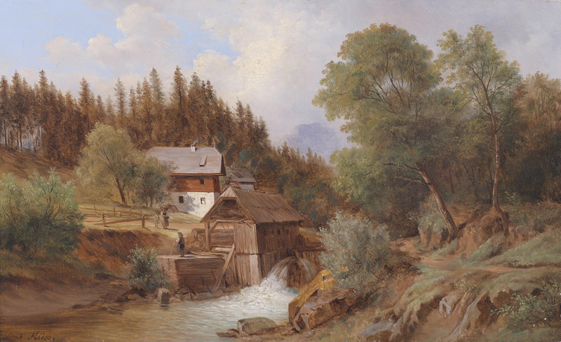 Rural Watermill by the Forest | Hand-Painted Landscape Oil Painting