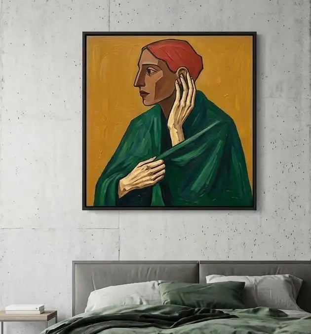 Peinture à l'huile abstraite de paysage - Chemin forestier au clair de lune
