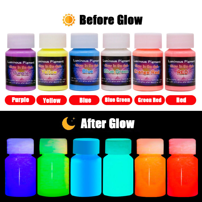 Glow in the dark paint - 12 Colors - 30ml(1oz)/25ml(0.8oz)/20ml(0.7oz) - Oil Painting Haven Oil Painting Haven