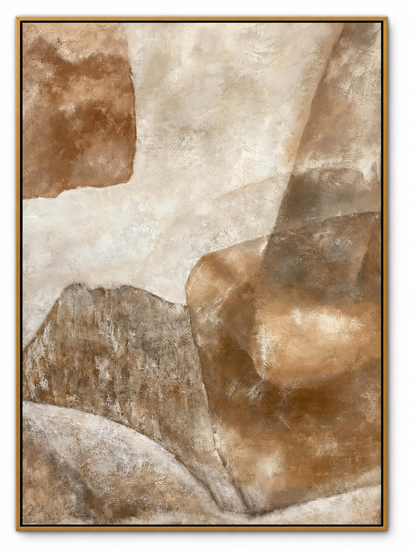 Peinture à l'huile abstraite de paysage - Rivière d'automne en forêt