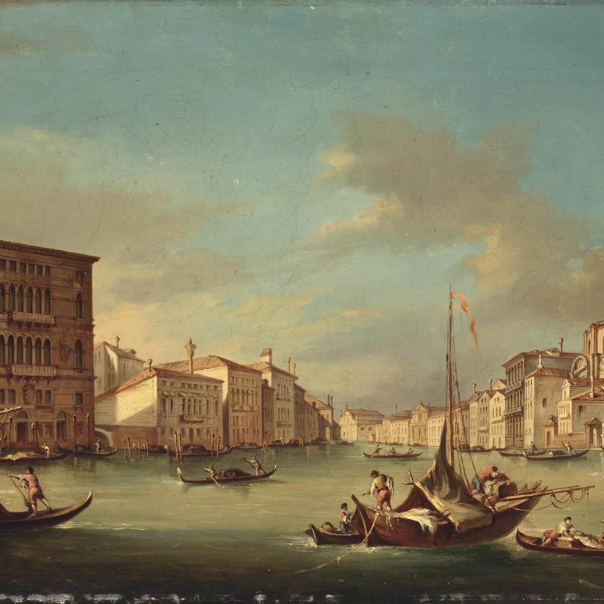 Venetian Canal with Gondolas | Hand-Painted Cityscape Oil Painting