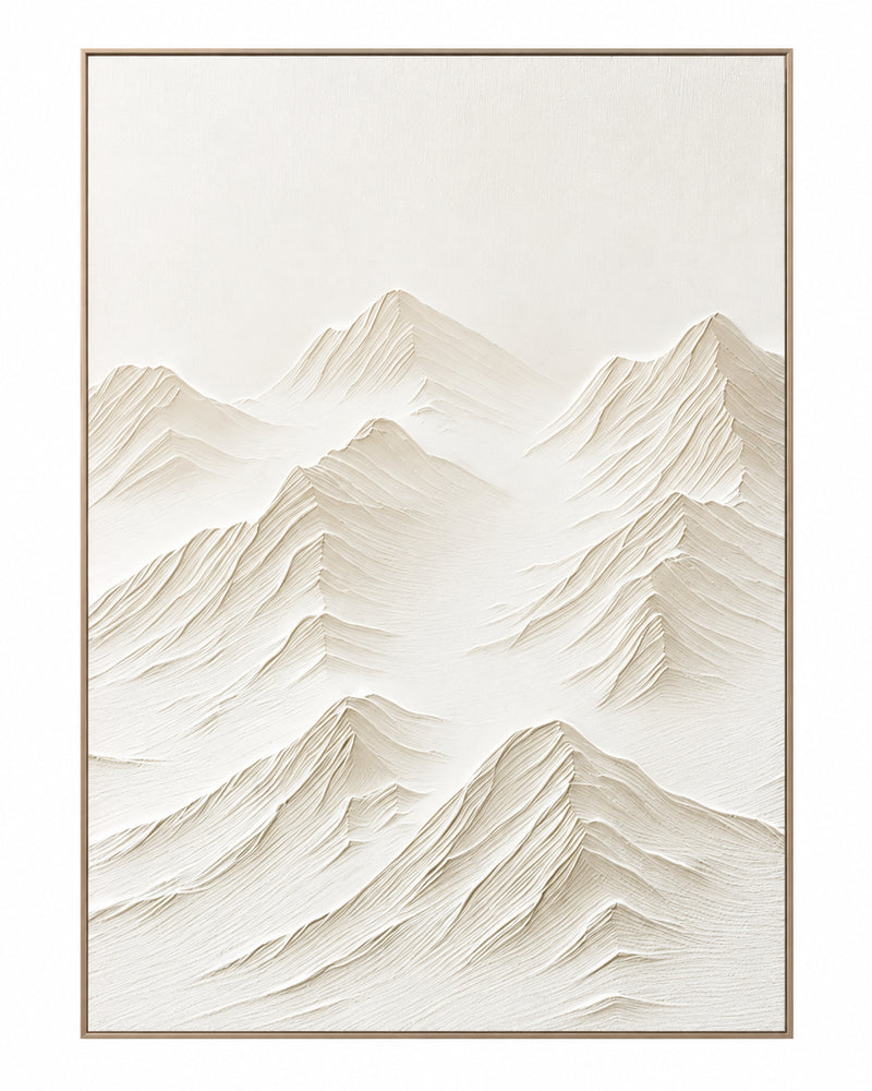 Abstract Oil Painting - White Mountain Peaks in Textured Impasto