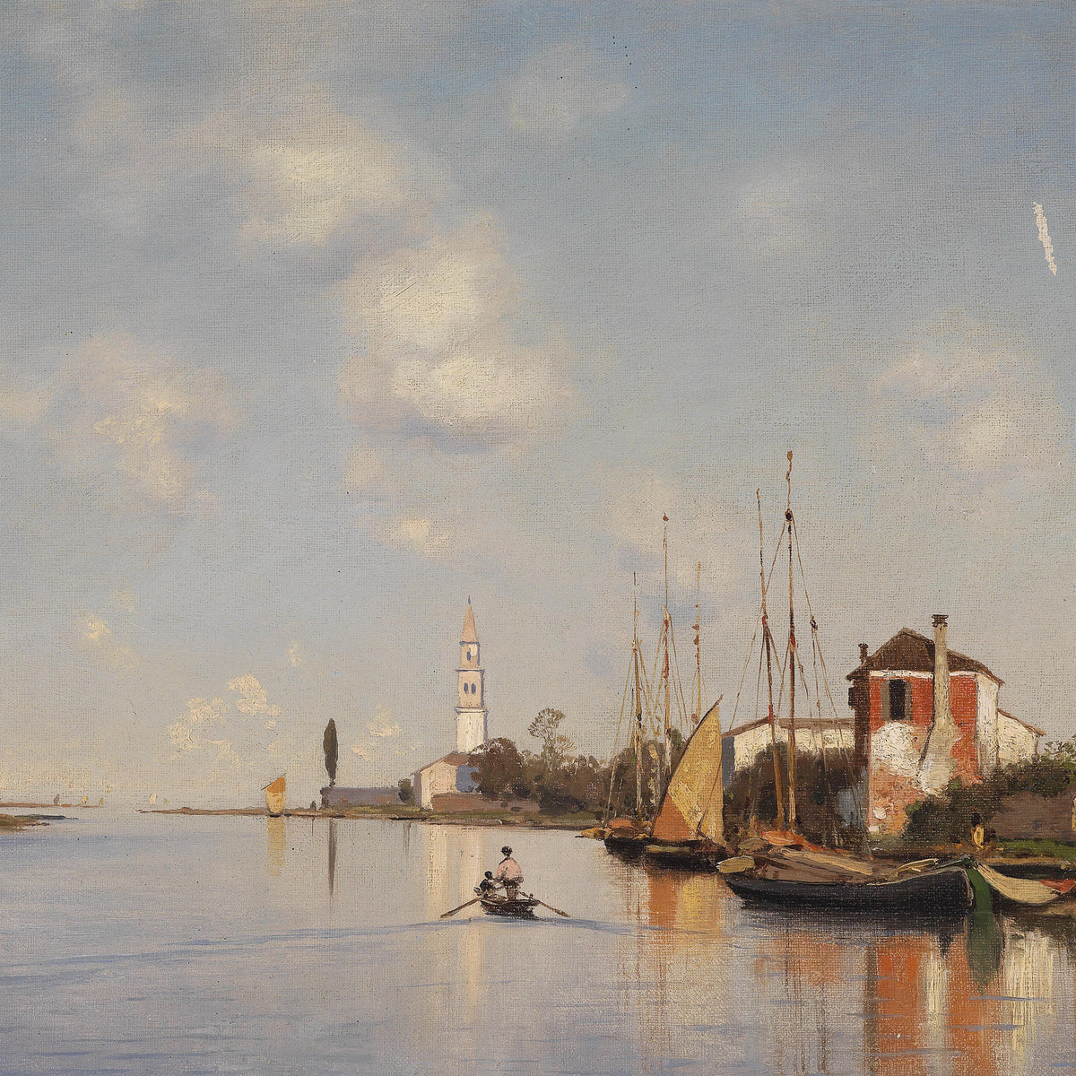 Quiet Harbor at Dawn | Hand-Painted Landscape Oil Painting