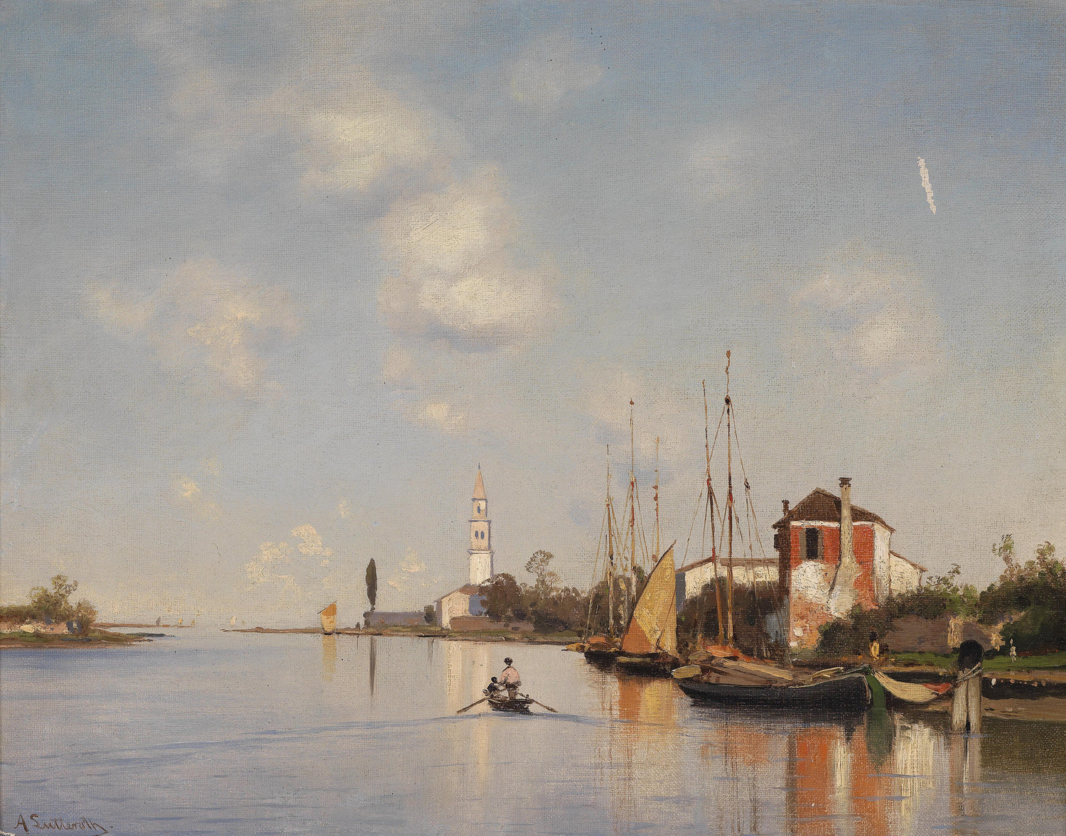 Quiet Harbor at Dawn | Hand-Painted Landscape Oil Painting