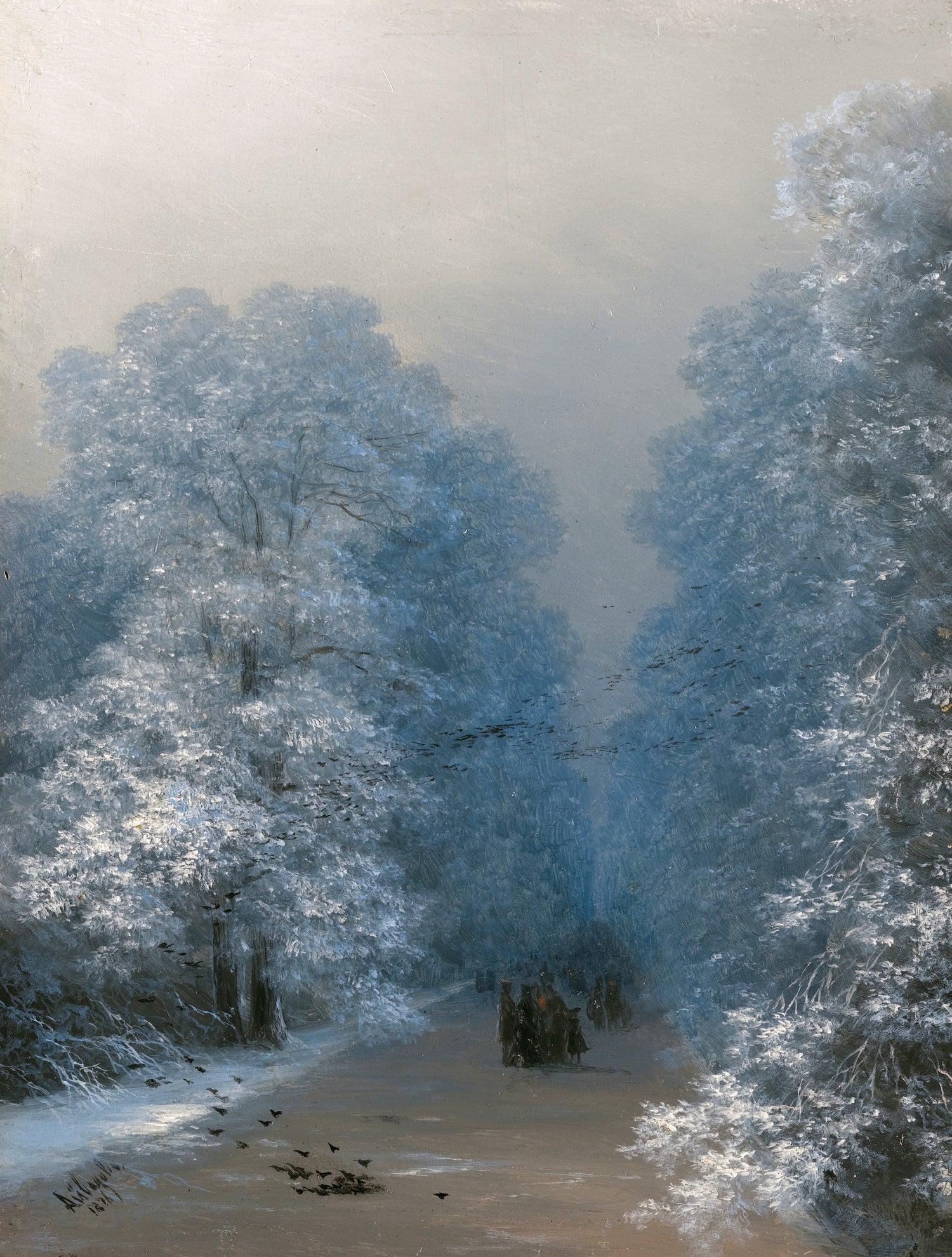 Winter Forest Path | Hand-Painted Landscape Oil Painting