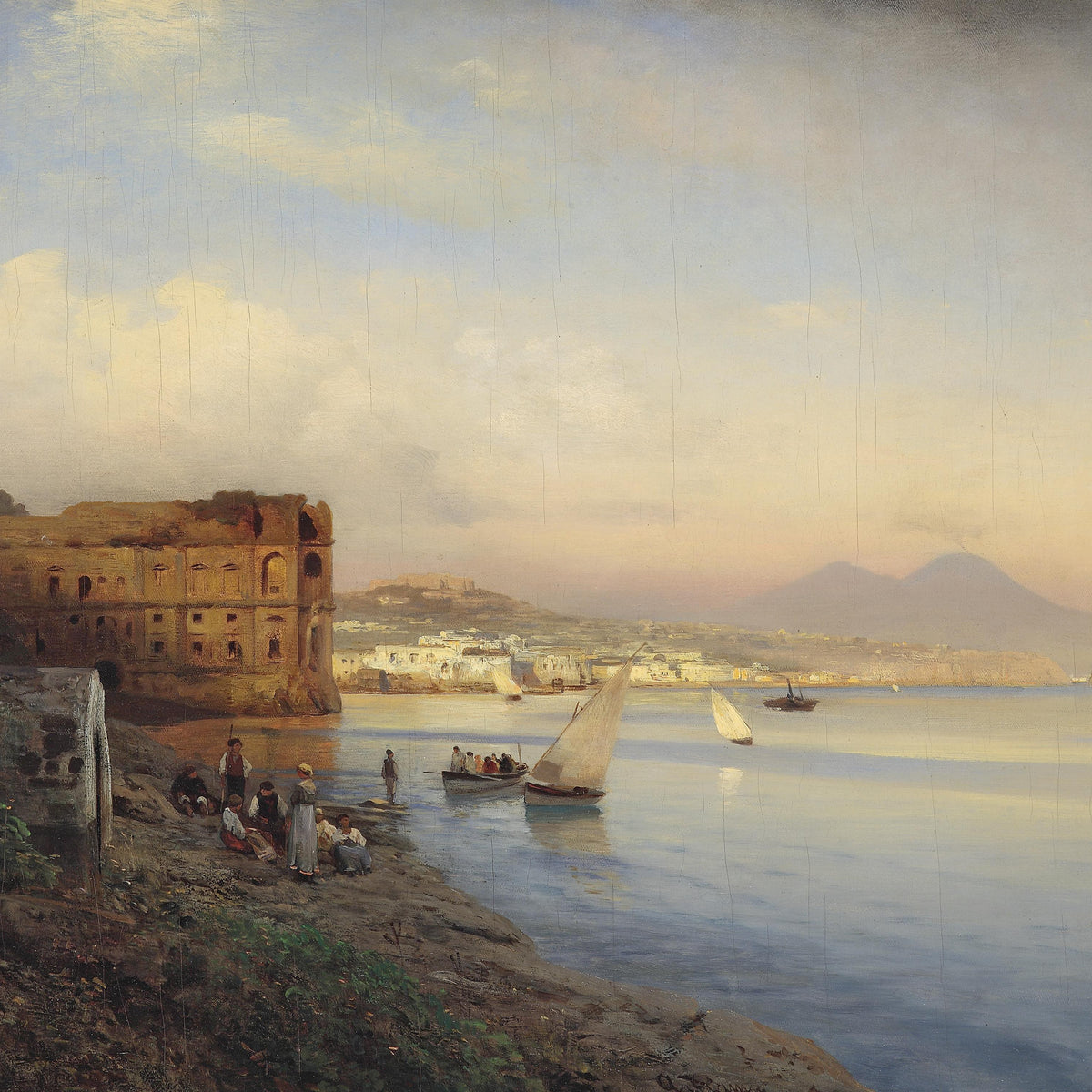 Calm Coastal Harbor at Sunset | Hand-Painted Seascape Oil Painting