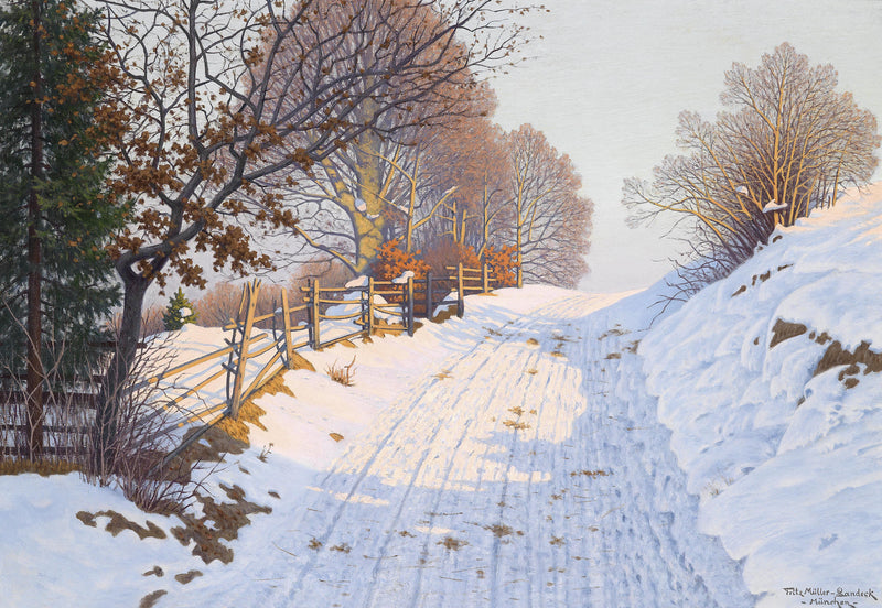 Winter Country Road in Snow | Hand-Painted Landscape Oil Painting