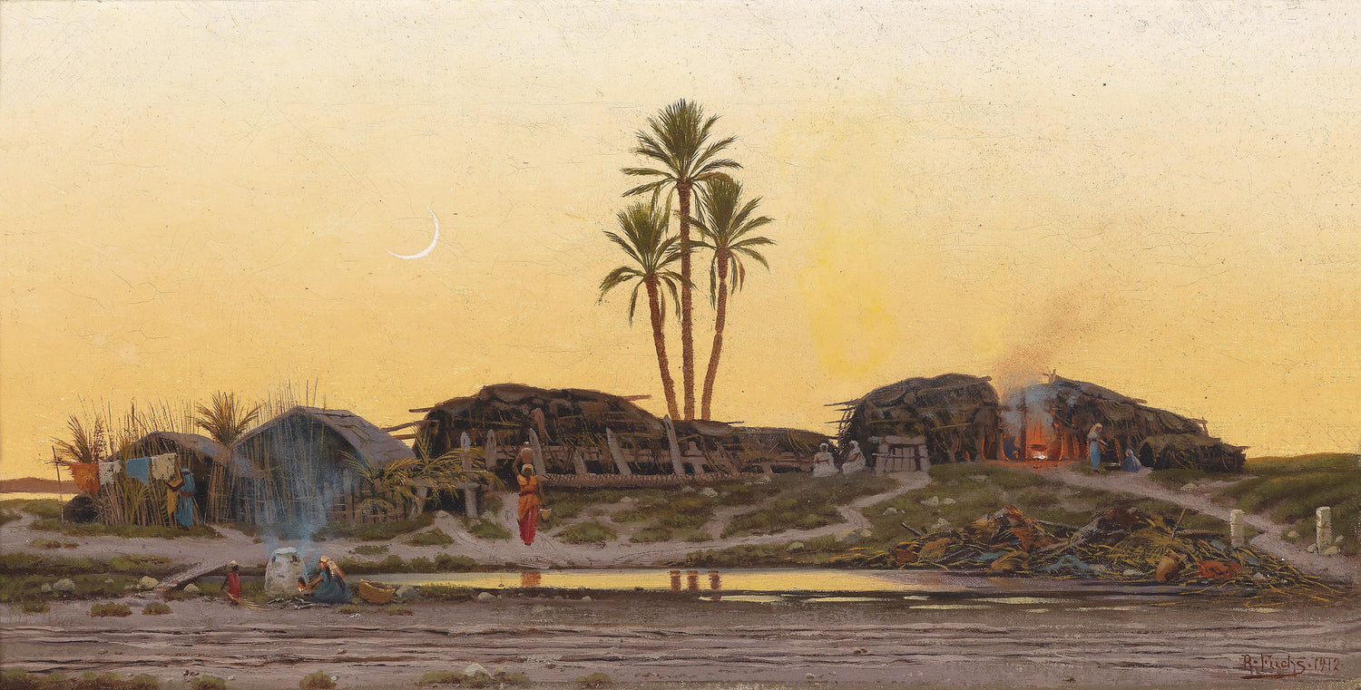 Desert Village at Dusk | Hand-Painted Landscape Oil Painting