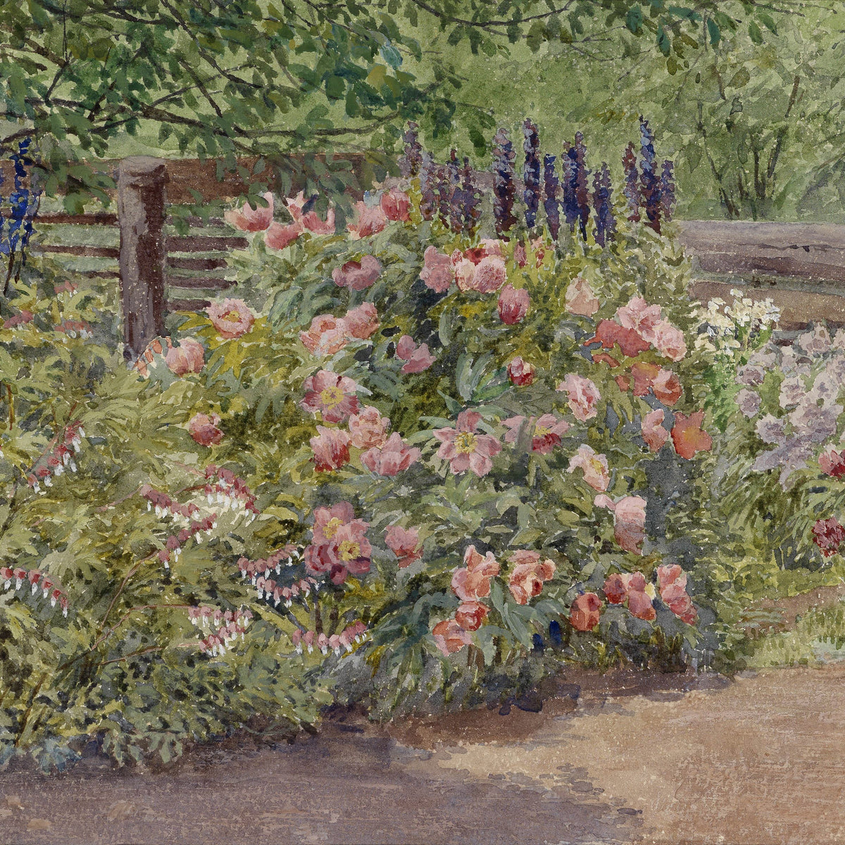 Garden Flowers in Bloom | Hand-Painted Floral Landscape Oil Painting