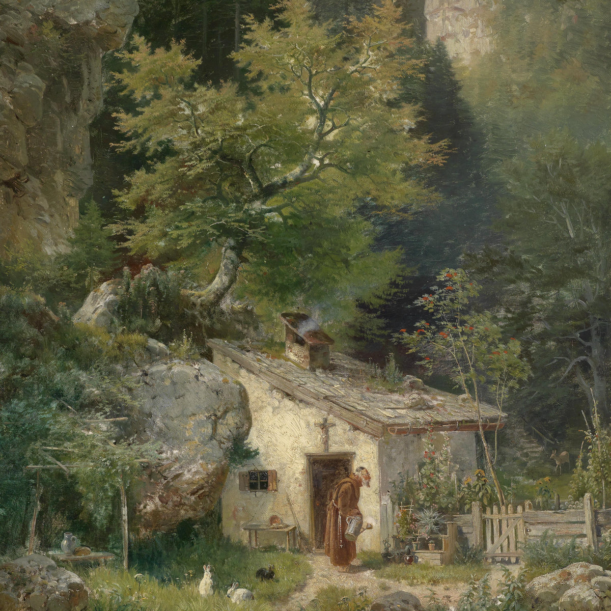 Forest Hermitage Cottage | Hand-Painted Landscape Oil Painting