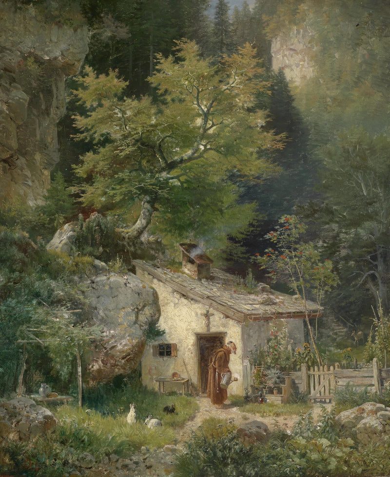 Forest Hermitage Cottage | Hand-Painted Landscape Oil Painting