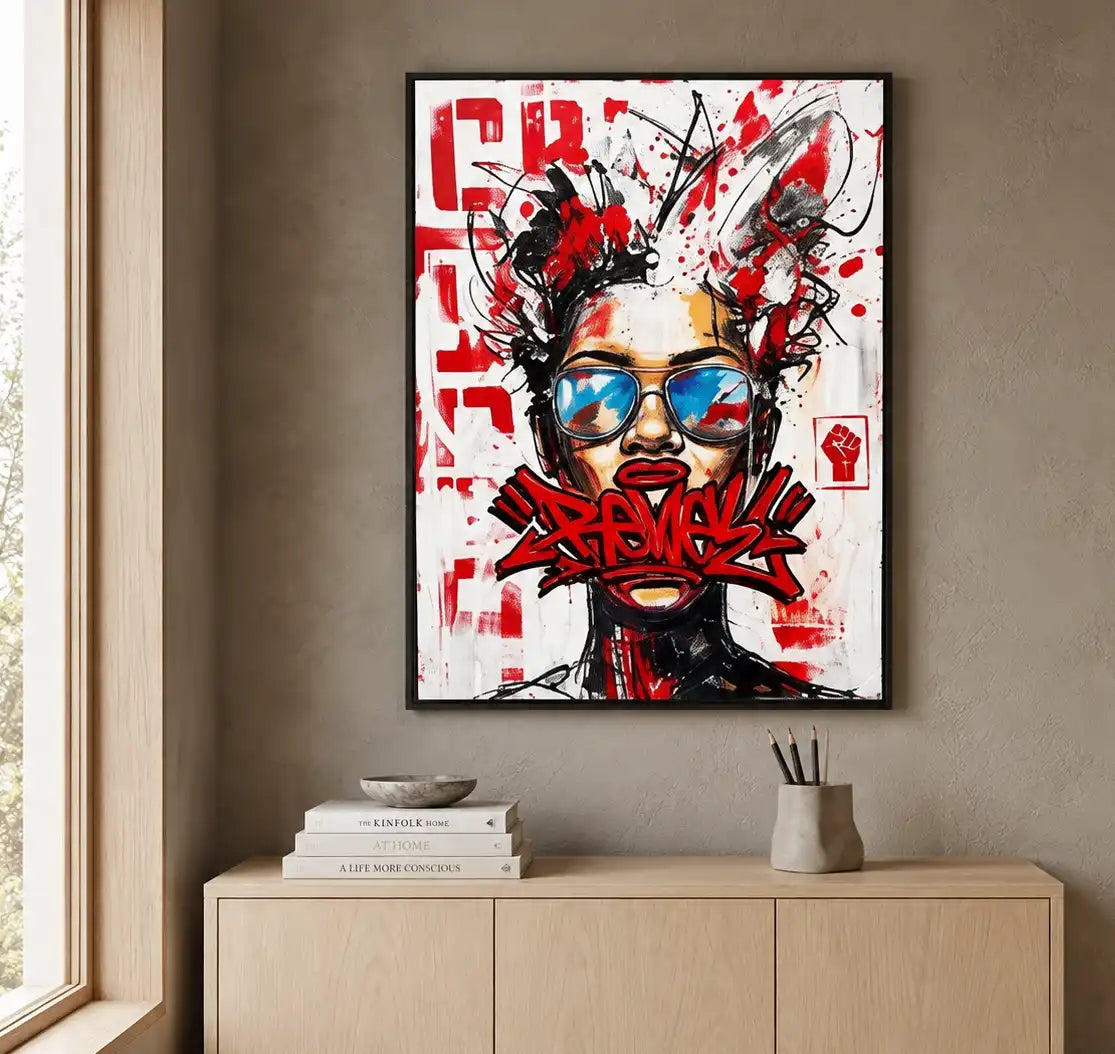 Abstract Oil Painting - Rebel Graffiti Portrait Pop Art Wall Art