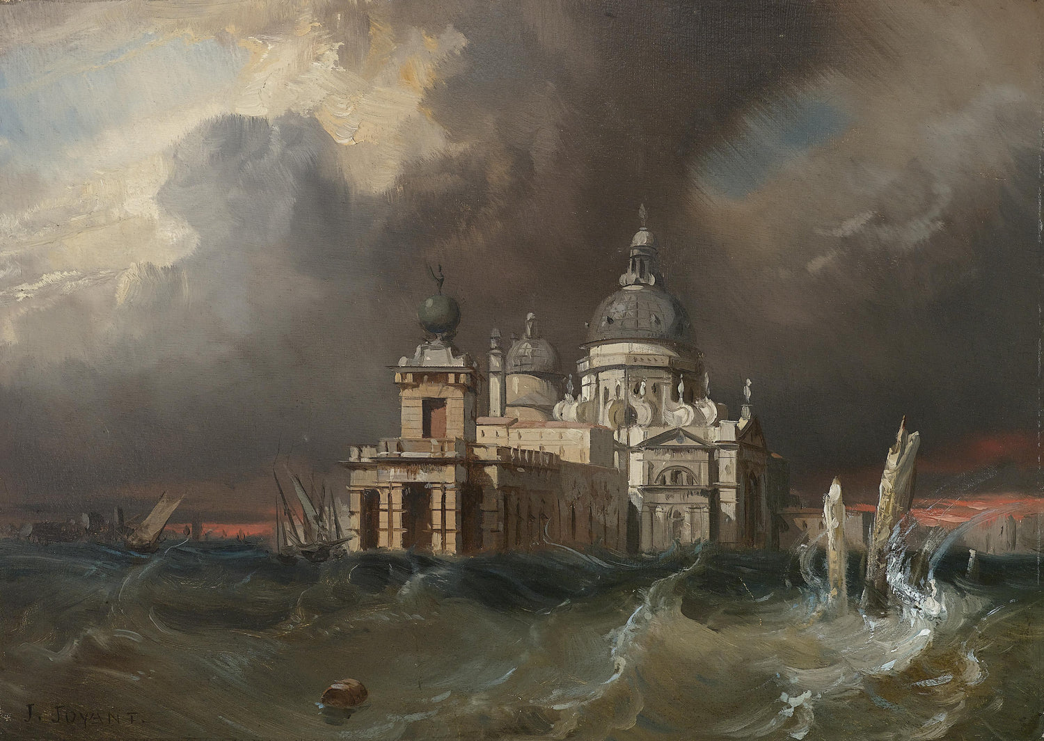 Venetian Cathedral in Storm | Hand-Painted Dramatic Seascape Oil