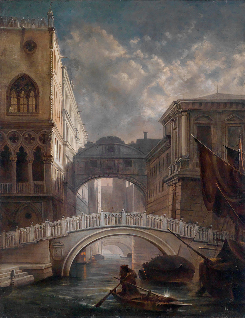Venetian Canal Bridge | Hand-Painted European Cityscape Art