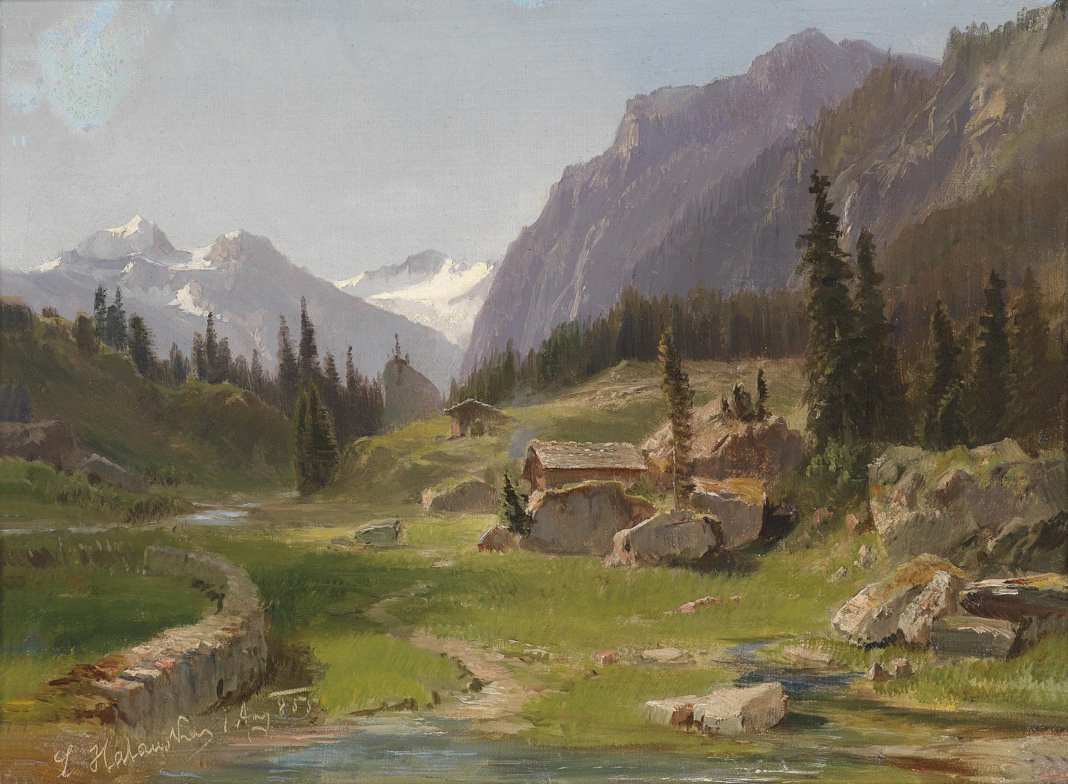 Alpine Mountain Meadow | Hand-Painted Landscape Oil Painting