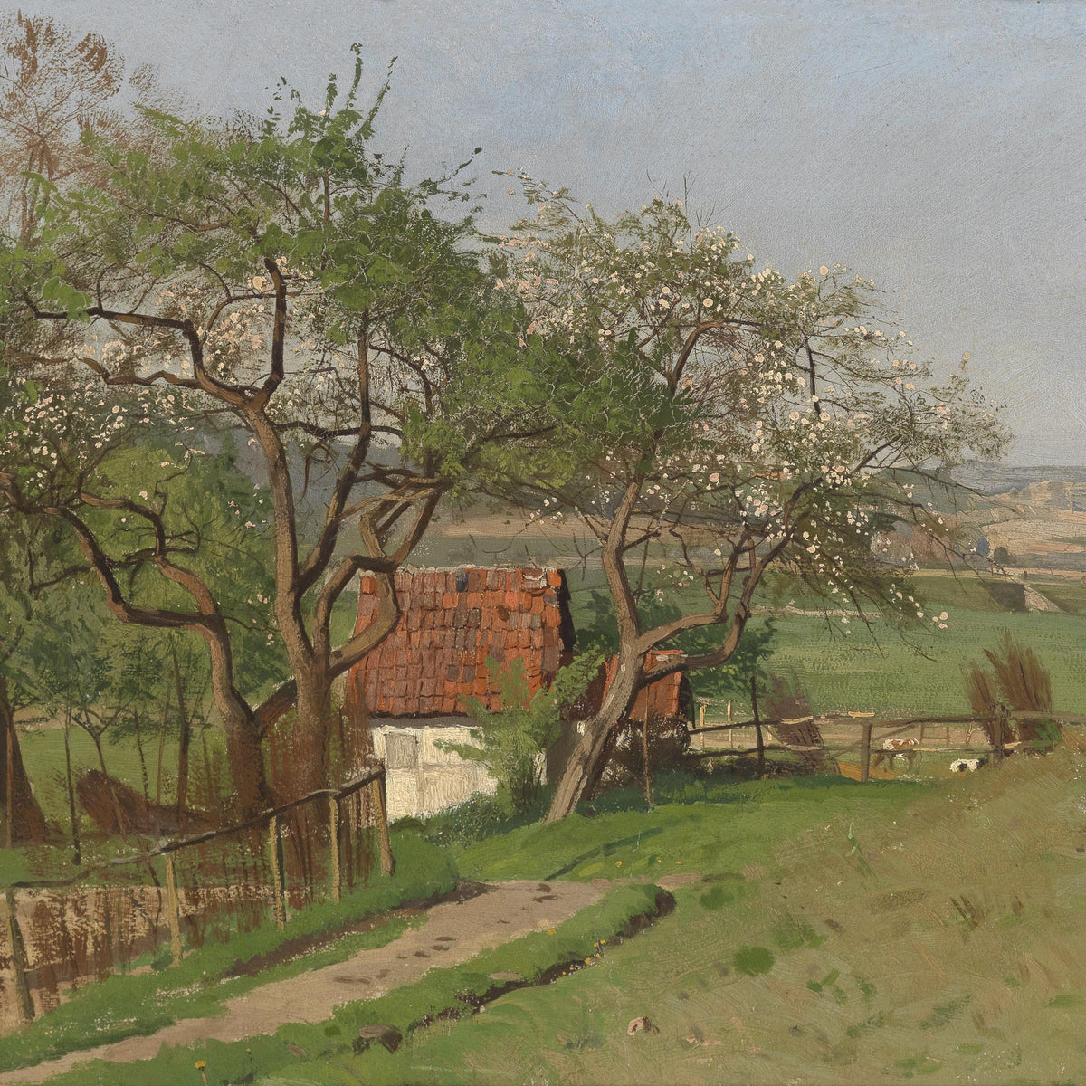 Spring Cottage Landscape | Hand-Painted European Oil Painting