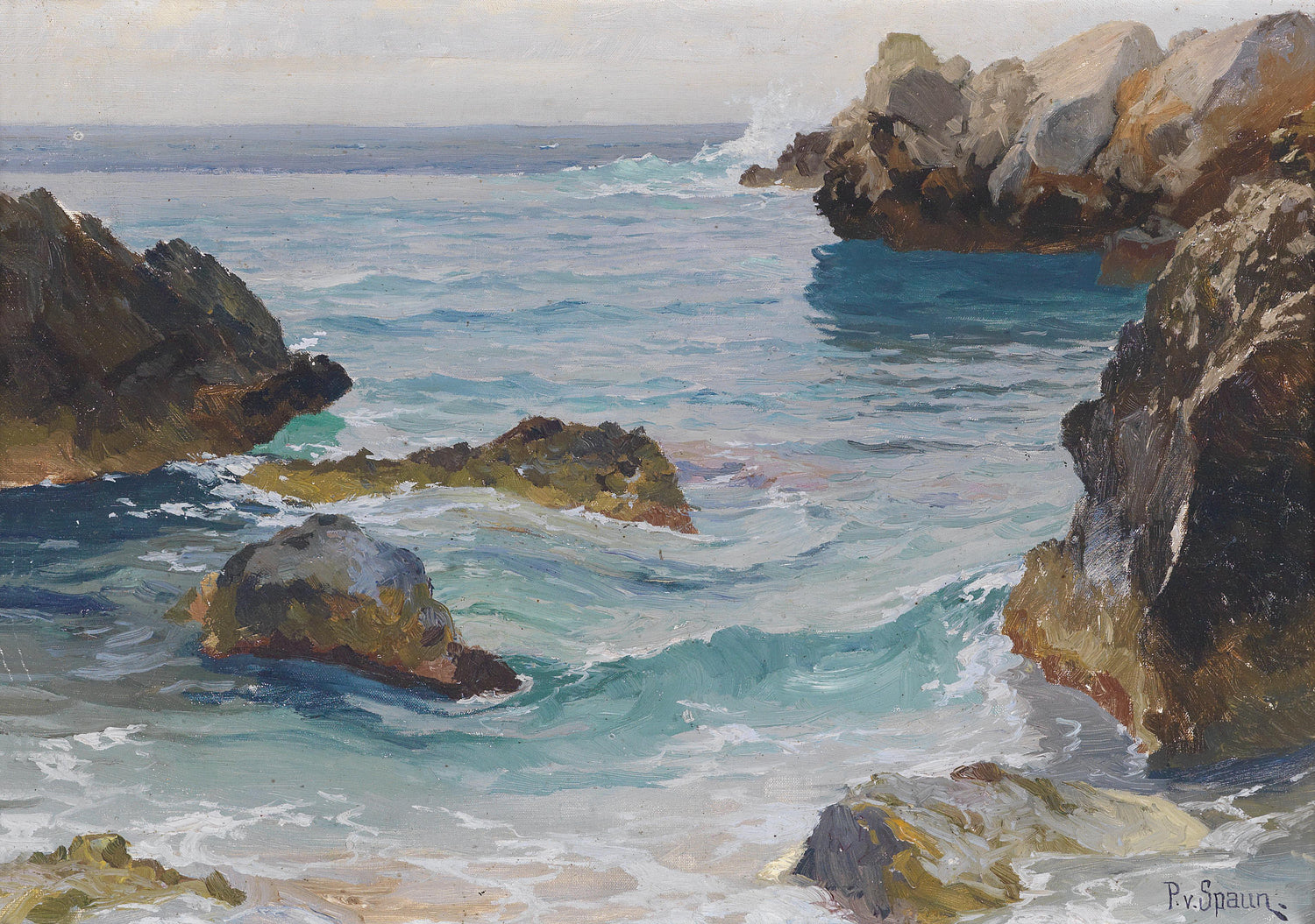 Rocky Seascape Waves | Hand-Painted Coastal Oil Painting