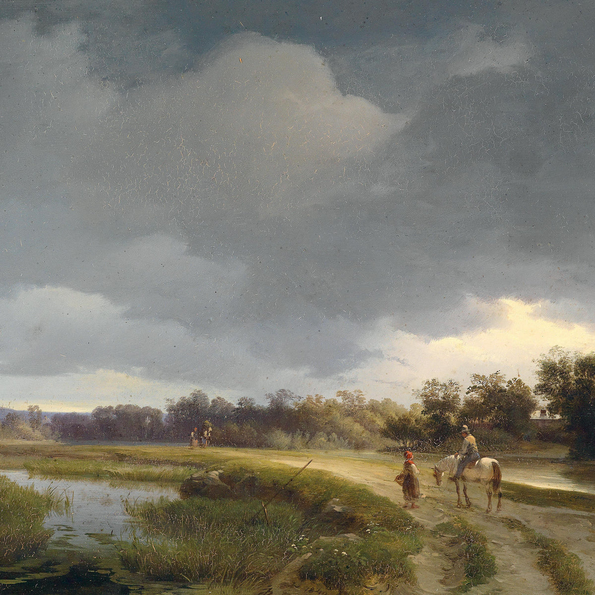 Country Path Before the Storm | Hand-Painted Landscape Oil Painting