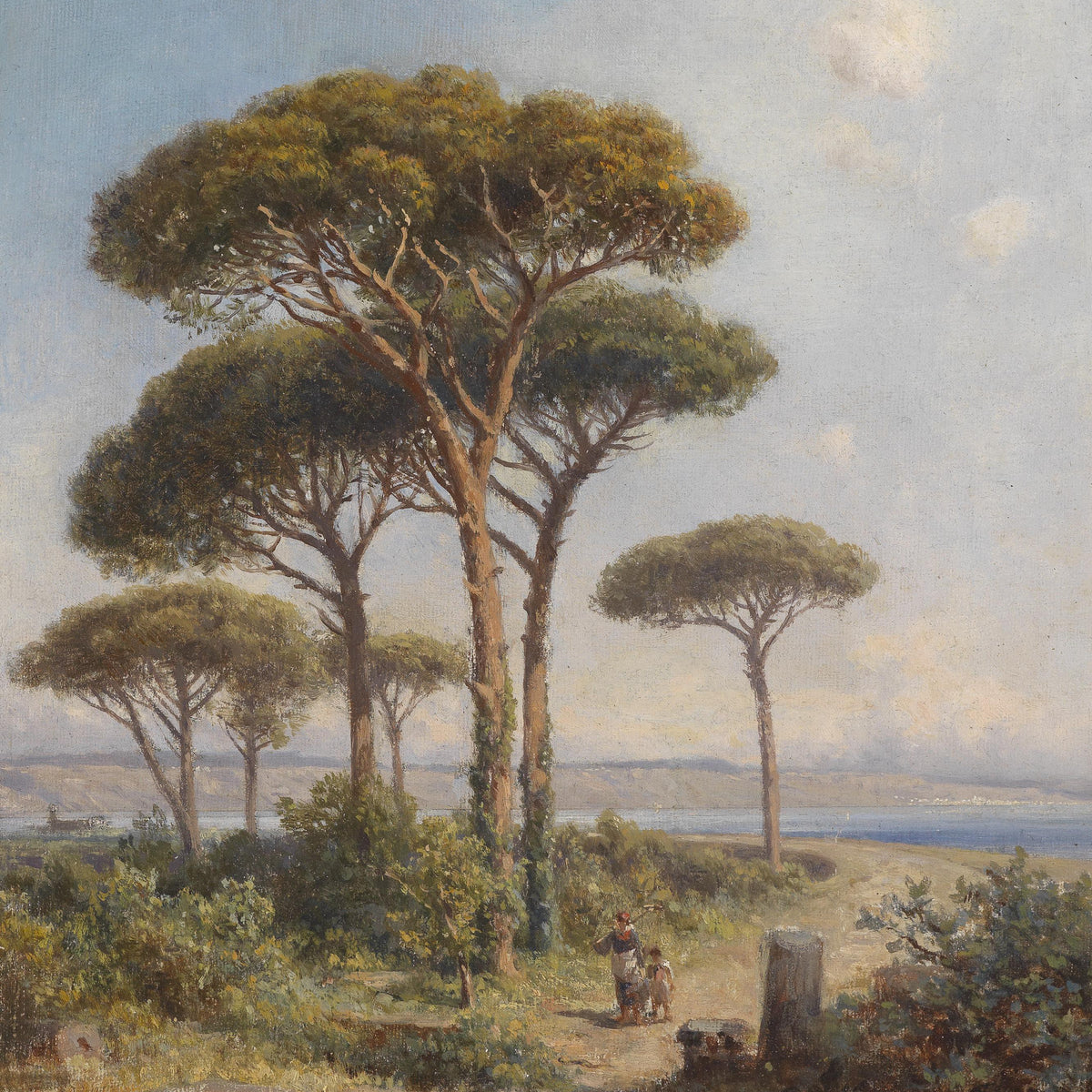 Mediterranean Pine Trees | Hand-Painted Landscape Oil Painting