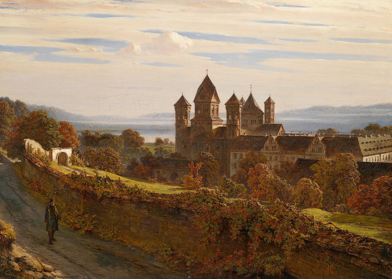 Landscape Oil Painting - Historic Gothic Cathedral, Spires, Autumn Trees
