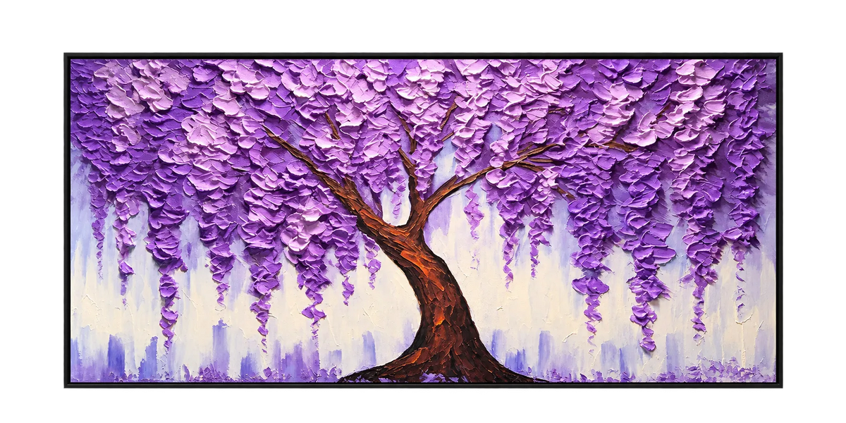 Pintura al óleo abstracta - Arte de pared de paisaje montañoso texturizado