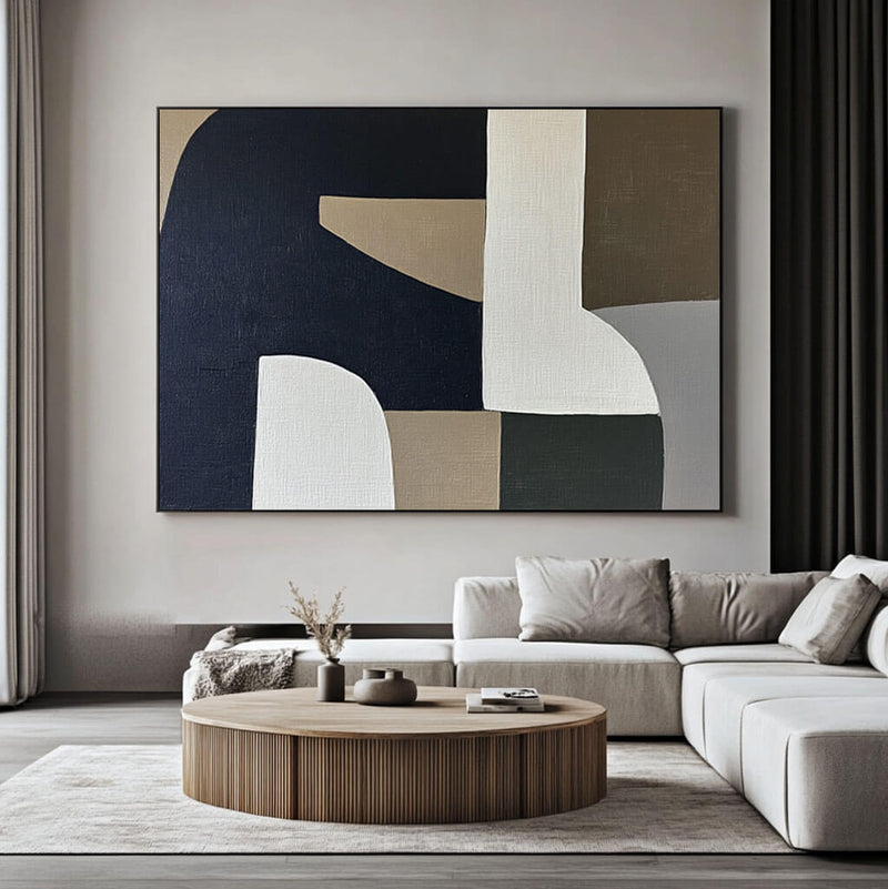 Pintura al óleo abstracta - Arte de pared de paisaje montañoso texturizado