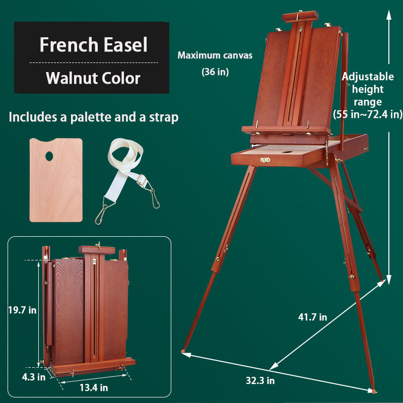 French Easel,Plein Air Easel,Adjustable Beechwood Easel for Painting,Portable Painting Easel with Palette - Oil Painting Haven Oil Painting Haven