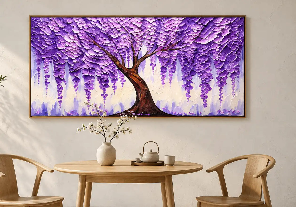 Pintura al óleo abstracta - Arte de pared de paisaje montañoso texturizado
