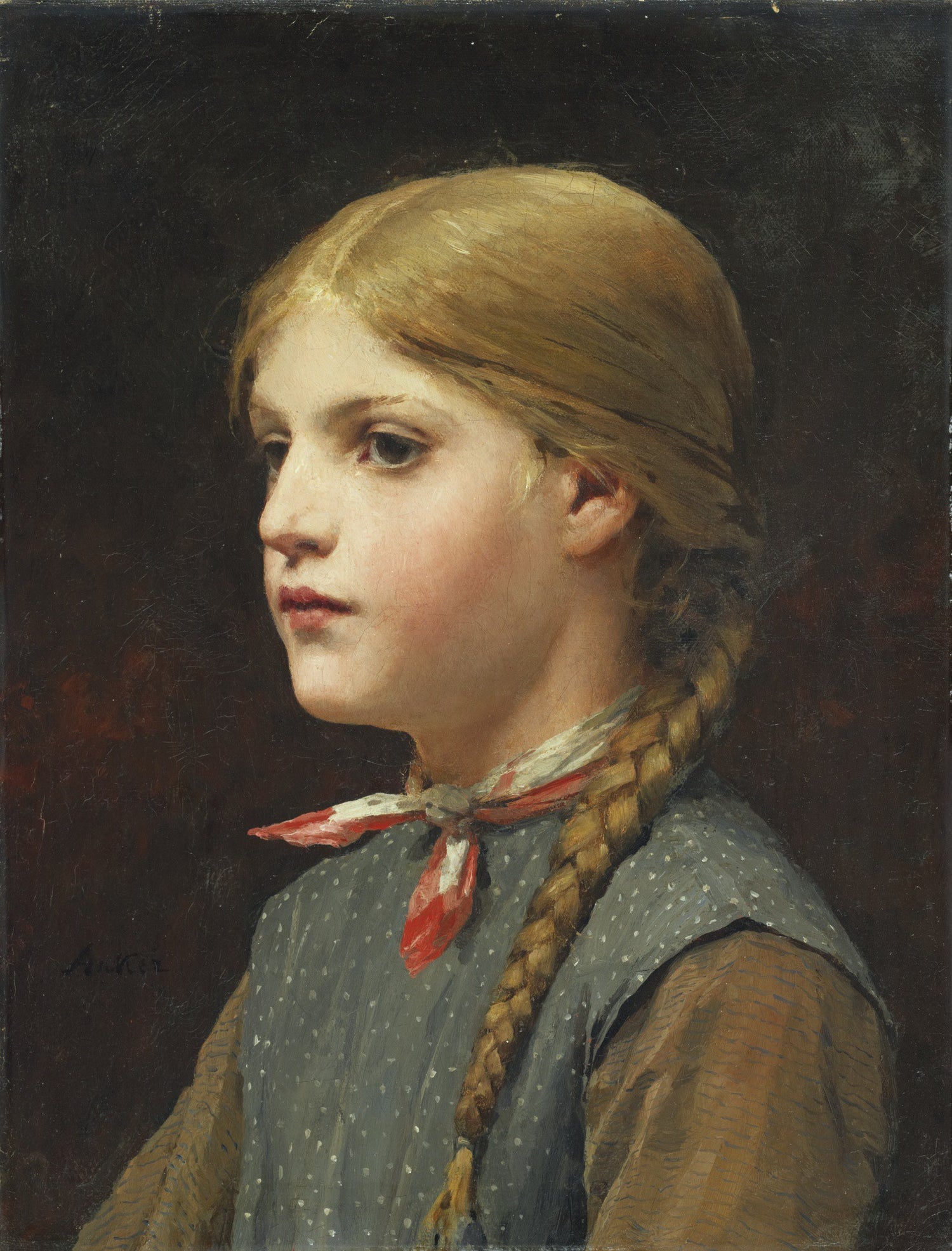 ALBERT ANKER-PORTRAIT OF A GIRL - Oil Painting Haven