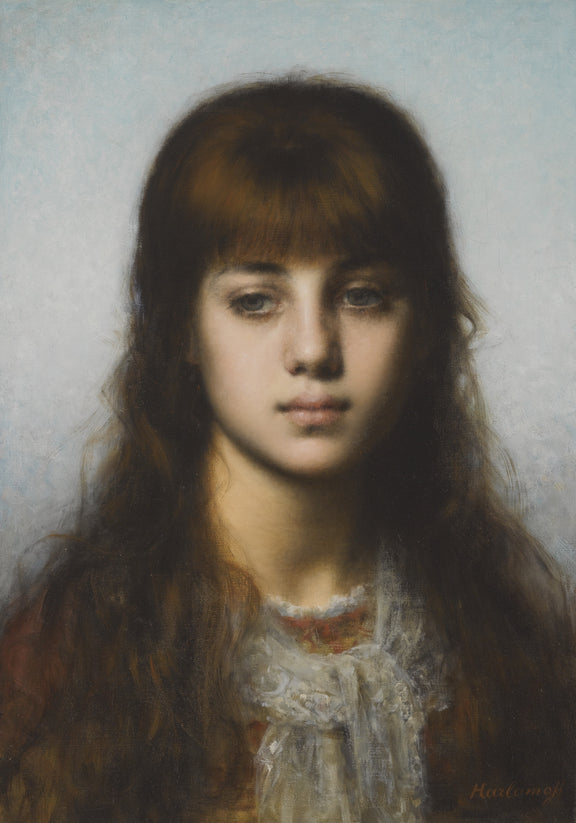 ALEXEI HARLAMOFF-STUDY OF A GIRL - Oil Painting Haven Oil Painting Haven