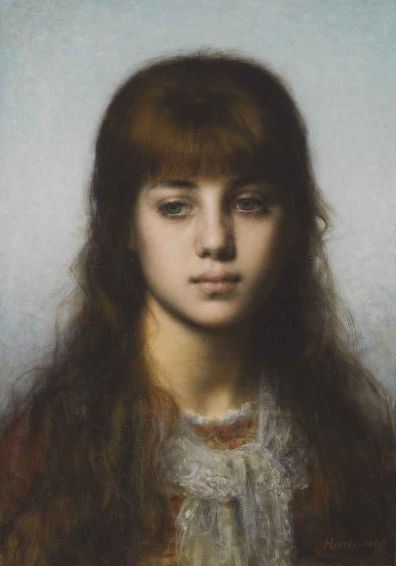 ALEXEI HARLAMOFF-STUDY OF A GIRL - Oil Painting Haven Oil Painting Haven