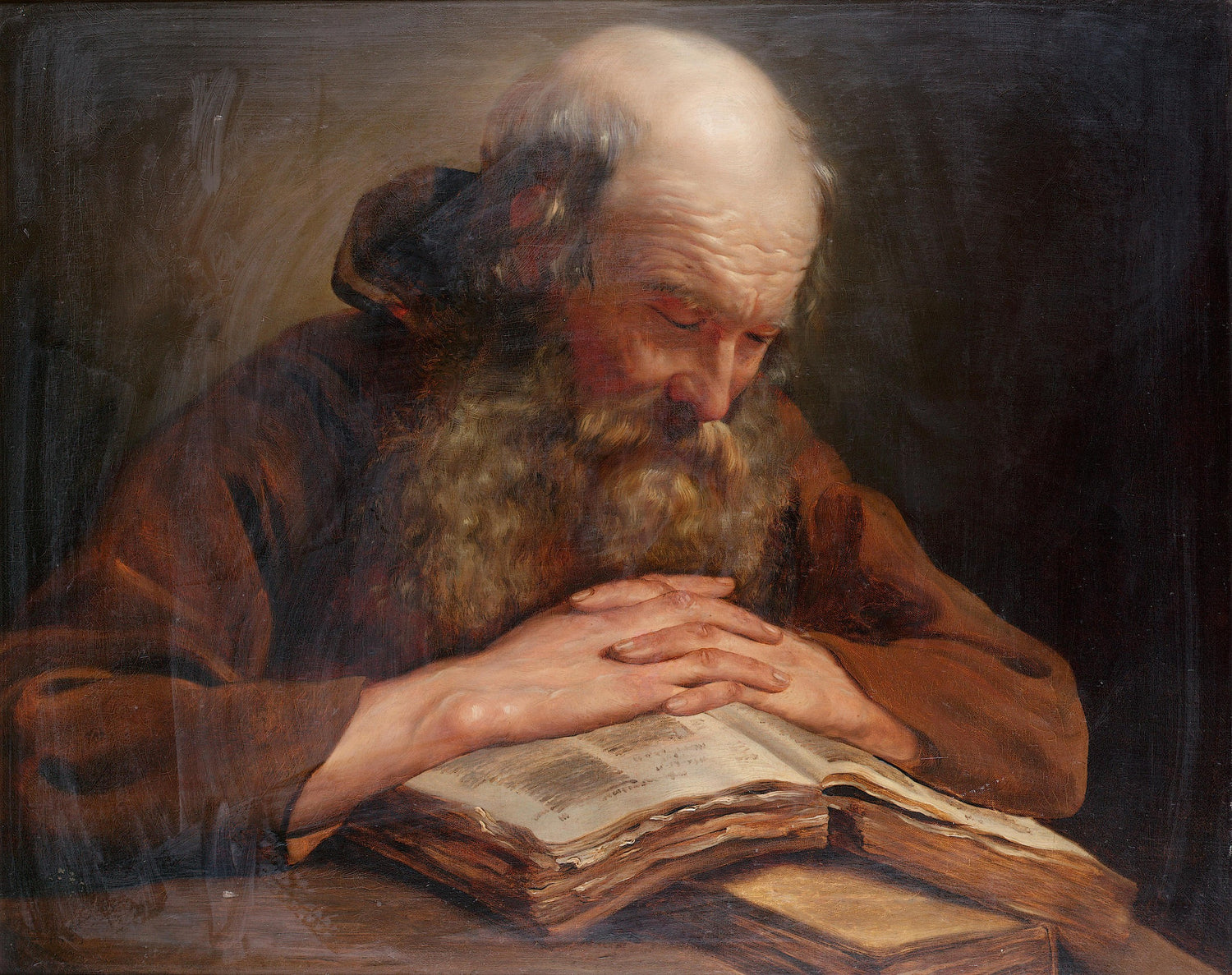 A Franciscan monk at his devotions - Oil Painting Haven