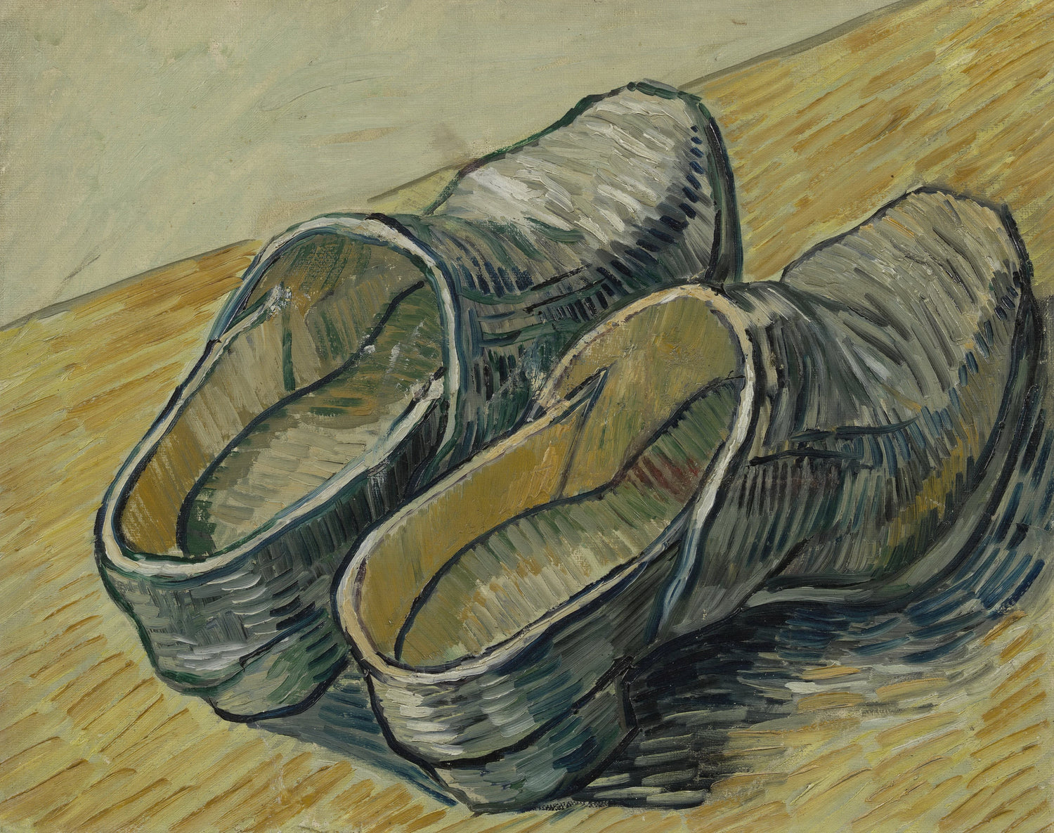 A Pair of Leather Clogs - Oil Painting Haven